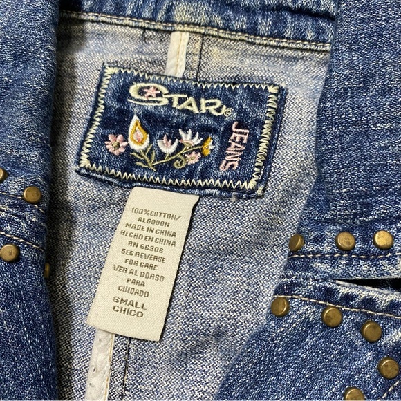 Vintage 2000s Denim Jean Studded Blazer/Jacket Womens‎ Size Small - Picture 4 of 5